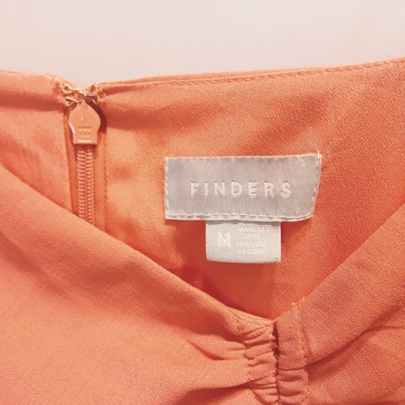 Sleeveless Ruffle High-Low Mini Dress, Long Flowy Back, Fitted Bodice Papaya M - Picture 4 of 10